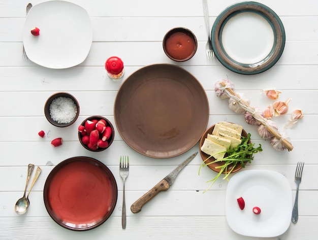 Assorted dishes on table